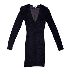 Koton Long Sleeve Ripple V-Neck Mini Dress Size XS